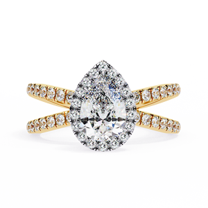 <b>Emerald</b> Cut Moissanite Halo Split Shank <b>Ring</b> Pave Setting Rhodium Plated 18K Gold Women's Engagement <b>Band</b> Luxury Style - Product Image 6