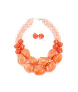 Collier en résine à deux couches avec perles d'agate et boucles d'oreilles mignonnes en perles naturelles, plaqué argent, bijoux fantaisie pour femme, collection 2026 - Product Image 4