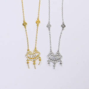 Componente de Joyería Vacío para Collar con Colgante de Perla Integrado, Cadena de Seguridad para Niños, Accesorio de Plata S925 para Manualidades - Product Image 1