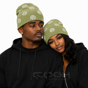 Cosh International Bonnet en tricot 100% acrylique vert olive personnalisé avec logo brodé, unisexe, pour l'hiver, usage décontracté - Product Image 5