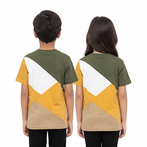 T-shirts tendance multicolores à panneaux pour enfants, col rond, manches courtes, unisexe, pour garçons et filles, production fournisseur - Product Image 6