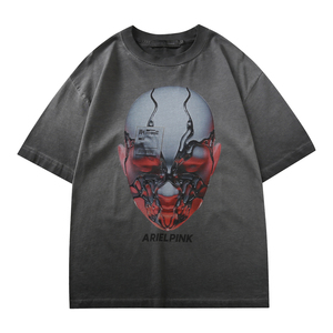 T-shirts Homme Oversize à Manches Courtes OEM 2026 Vintage 320gsm Teinture par Immersion Effet Délavé Impression Numérique Vente en Gros - Product Image 5