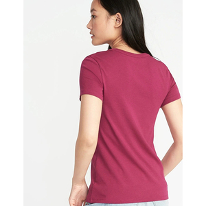 Camiseta de Cuello Redondo de Algodón Negro para Mujer, Corte Ajustado, Informal, Manga Corta, Color Sólido, Tejido de Punto Jersey, para Todas las Temporadas - Product Image 2