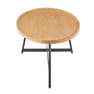 Mesa de Centro de Diseño Nuevo en Metal y Madera, Forma Redonda, Acabado Natural, Mueble Decorativo para Sala de Estar - Product Image 3