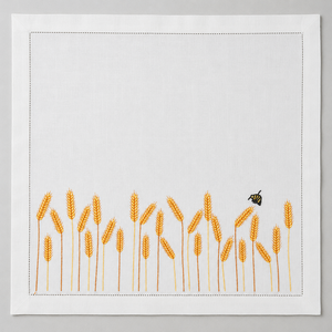 Serviette en coton et lin brodée - Décoration moderne pour la maison, lavable, personnalisable, carrée, artisanale, de luxe - Product Image 1