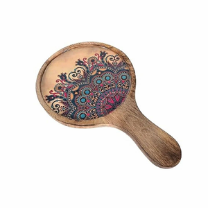 Tabla de Madera Artesanal para Pizza, Rústica, Redonda, para Servir Pan, Queso, Bocadillos, Esencial para la Cocina y el Comedor - Product Image 3