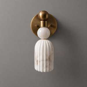 Applique murale moderne en marbre avec support en laiton, décoration intérieure pour salle de bain, design rond - Product Image 1