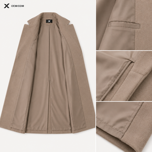 Abrigo Largo de Lana para Mujer, Color Negro, Gris Oscuro y Claro, Caqui, Cuello Vuelto, Cinturón, Ropa Formal de Invierno, Manga Larga, Elegante - Product Image 4