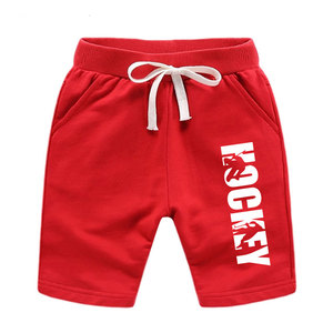 <b>Red</b> <b>Men's</b> 100% Cotton Eco-Friendly Bermuda <b>Shorts</b> with Hockey Print Drawstring Casual Sportwear - Product Image 1