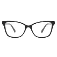 Gafas de moda para mujer 2026: Monturas ópticas ligeras de acetato de aro completo con forma de ojo de gato y patillas de diseño.