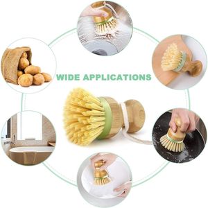 Set di 2 Spazzole in Bambù per Pulire Piatti, Pentole, Padelle, Lavello della Cucina, Padella in Ghisa - Product Image 6