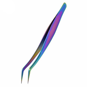 Stainless Steel Eyelash Extension Tweezers Anti-magnetic Anti-static Durable Precision Volume <b>Lash</b> Gold Eyebrow Curved Straight - Product Image 2