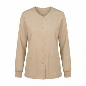 Chaqueta de enfermera al por mayor con cierre de botones a presión, cuello redondo, manga larga, abrigo cálido, puños acanalados, ropa de hospital, chaquetas de enfermera - Product Image 2