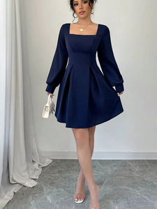 Robes pour femmes en maille, mode printemps, sexy, élégantes, décontractées, ajustées, à manches longues, longueur midi, taille naturelle, coupe trapèze, simples, avec poches, style basique - Product Image 5