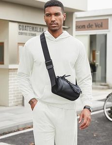 Survêtement pour homme à capuche, style unique, décontracté, couleur unie, séchage rapide, respirant, look streetwear moderne, coupe classique, hiver - Product Image 2