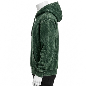Sweat à capuche pour homme en molleton de coton doux, effet délavé vintage, capuche à cordon réglable, poche kangourou - Product Image 3