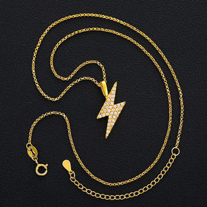 Colgante de Rayo Chapado en Oro de 18K con Incrustaciones de Diamantes de Imitación, Estilo Hiphop, Joyería de Moda Unisex, Regalo - Product Image 2