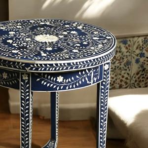 Table à tiroirs ILAHI avec incrustation de os et support en laiton, design moderne, détails en agate, rangement à trois niveaux, meuble portable pour la maison - Product Image 3