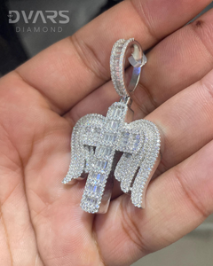 Pendentif Croix Aile d'Ange en Moissanite, Pendentif Croix Bling Glacé, Pendentif en Argent 925, Style Hip-Hop, Passe le Testeur de Diamant - Product Image 4