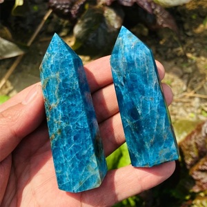 Chakralume Natural Neon Blue Apatite <b>Crystal</b> Point Healing <b>Wand</b> Pointer for Reiki Meditation Energy Decor in Wholesale - Product Image 4