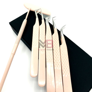 5 pinces à épiler en acier inoxydable de haute précision et durables pour extensions de cils - Product Image 2
