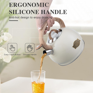 BERTILLE ketel Stainless Steel 2,5 l, ketel Stainless Steel warna gading, kompor Gas induksi kayu untuk memasak, berkemah, rumah - Product Image 4