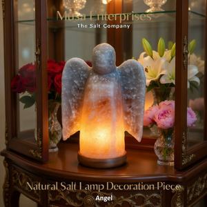 Lámpara de Sal Rosa del Himalaya Natural, Hecha a Mano, Portátil, Decorativa con Forma de Ángel, Luz Nocturna de Cristal, Purificadora de Aire, Energía Curativa para el Hogar - Product Image 6
