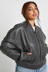 Chaqueta Bomber Corta de Punto Negra para Mujer, Impermeable, Transpirable, Cortavientos Informal de Invierno con Cierre de Cremallera - Product Image 3