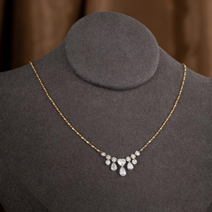 Collier pendentif en or plaqué diamant de luxe, chaîne à perles en forme de cœur, bijoux de mariage pour femmes - Product Image 2