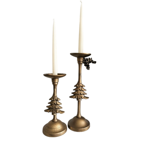 Iron Christmas Tree Candlestick Holder Set of 2 with Pinecone Metal Taper <b>Candle</b> Stand for Holiday Home <b>Dinner</b> Party Centerpiece - Product Image 1