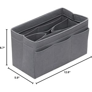 Organisateur de sac en feutre gris grand format pour sac fourre-tout, 14 poches, organisateur de sac à clipser - Product Image 2