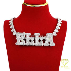 Collier pendentif ELLA tendance avec diamant de laboratoire, design lettre étincelant et chaîne décorative pour bijoux de mode - Product Image 2