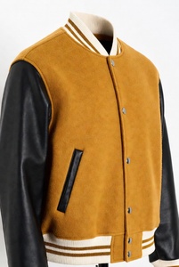 Oversized Custom Embroidered Varsity <b>Jacket</b> Men Women Green Wool Brown Real <b>Leather</b> Sleeves Classic Striped Rib College Bomber - Product Image 6