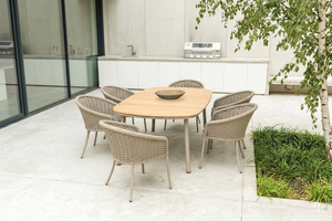 Juego de Comedor de Mimbre Moderno para Exteriores ROCF-038, Resistente a los Rayos UV, Ratán de Polietileno, Estructura de Aluminio con Recubrimiento en Polvo, Muebles de Jardín Contemporáneos - Product Image 4