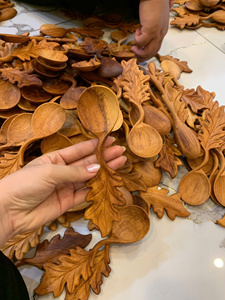 Vietnam Decorative Scoop Leaf Wooden <b>Spoon</b> Wooden Material for Condiment Scoop Coffee Tea Serving Kitchen Display - Product Image 6