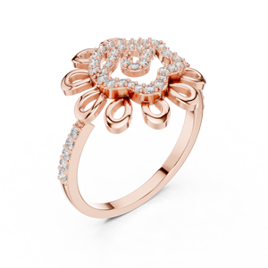 Anillo de Diamantes Cultivados en Laboratorio con Diseño Floral de Lujo en Oro Rosa, Joyería Moderna para Aniversario, Regalo para Mujer - Product Image 1