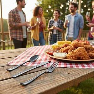 Juego de Cubiertos Desechables Ecológicos, Biodegradables, Resistentes al Agua y Libres de BPA, con Más de 100 Piezas para Fiestas - Product Image 4