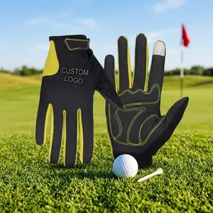 Gants de golf en cuir bleu véritable, antidérapants, à doigts complets, confortables, jaunes, pour golfeurs, toutes saisons - Product Image 6