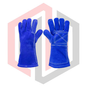 Gants de soudage bleus en cuir tressé, robustes, durables, en cuir de vachette, résistants aux déchirures, pour la lutte contre les incendies, antistatiques, 11 oz - Product Image 1