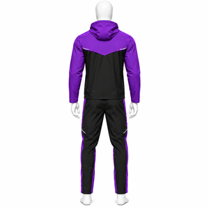 ชุดวอร์มมีฮู้ดบล็อกสีสำหรับผู้ชาย เสื้อแจ็คเก็ตแขนยาวและกางเกง - Product Image 4