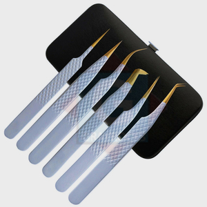 Pince à épiler en acier inoxydable à pointe en fibre dorée, design personnalisé, pointes pointues, volume multifonctionnel, longueur 10 mm - Product Image 3