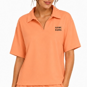 Ensemble polo et short à manches courtes pour femmes, chemise polo et short assortis, décontracté, respirant, coupe ample, vêtements de printemps et d'été - Product Image 4