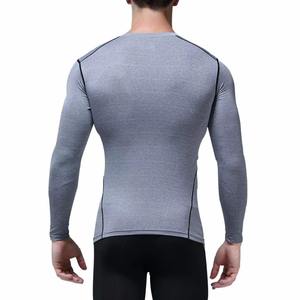Custom <b>Compression</b> <b>Shirt</b> <b>Mens</b> Grey Long Sleeve Base Layer Gym Workout Fitness Athletic Tight <b>Shirt</b> Dry Fit Rash Guard Tops - Product Image 2