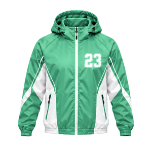 Chaqueta Cortavientos Deportiva Personalizada con Número Gráfico en el Pecho, Capucha Ajustable y Puños Elásticos para Actividades al Aire Libre - Product Image 1