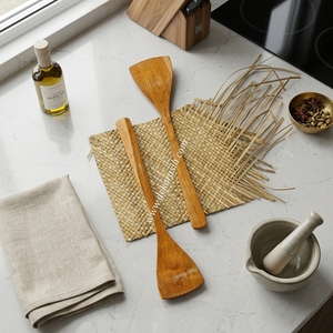 Juego de Vajilla de Madera de Teca Ecológica de Estilo Vintage, Incluye Platos, Utensilios de Cocina y Tazones para Cocinar - Product Image 5