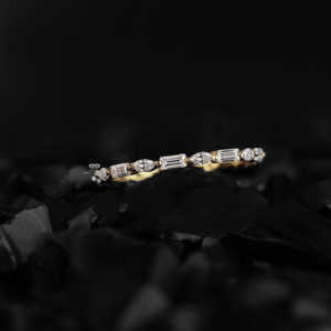 14K Gold Baguette Marquise Diamond Band Alternating Wedding Ring Stackable <b>Bridal</b> Jewelry Wholesale Custom Manufacturer Supplier - Product Image 3