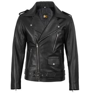 Men Embossed PU Leather Windproof Biker <b>Jacket</b> with Polyester Wadding <b>Silver</b> Zipper Belt Black Casual Moto Coat - Product Image 1
