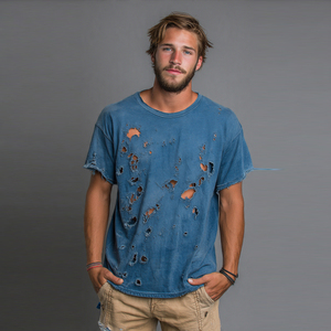 T-shirts légers déchirés pour hommes à manches courtes coupe-vent avec trous – Collection Printemps - Product Image 5