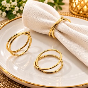Anillo para Servilletas de Metal Dorado de Primera Calidad, Ecológico y Duradero, Accesorio Decorativo Moderno para Mesa, Ideal para Bodas, Fiestas, Banquetes y Hoteles - Product Image 1