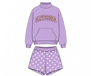Ensemble Lounge Tendance pour Femme : Haut à Manches Longues Col Montant Imprimé et Short Assorti – Coupe Décontractée et Contemporaine, Vêtements Décontractés et Élégants - Product Image 4
